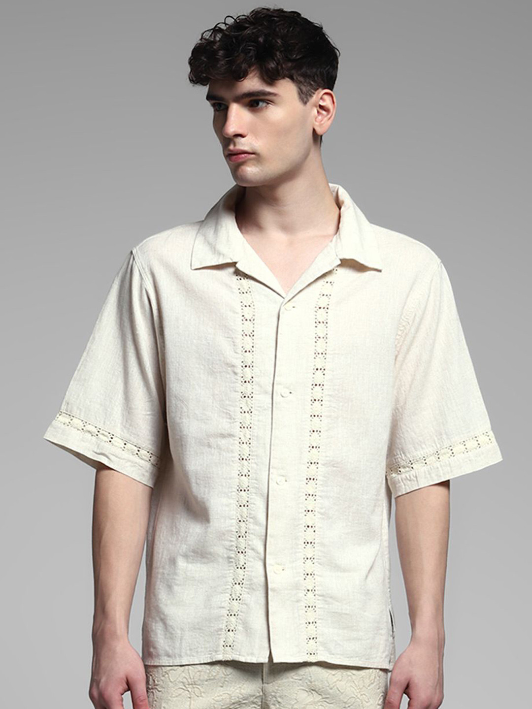 Jack & Jones Men Semi Sheer Casual Oversized Shirt