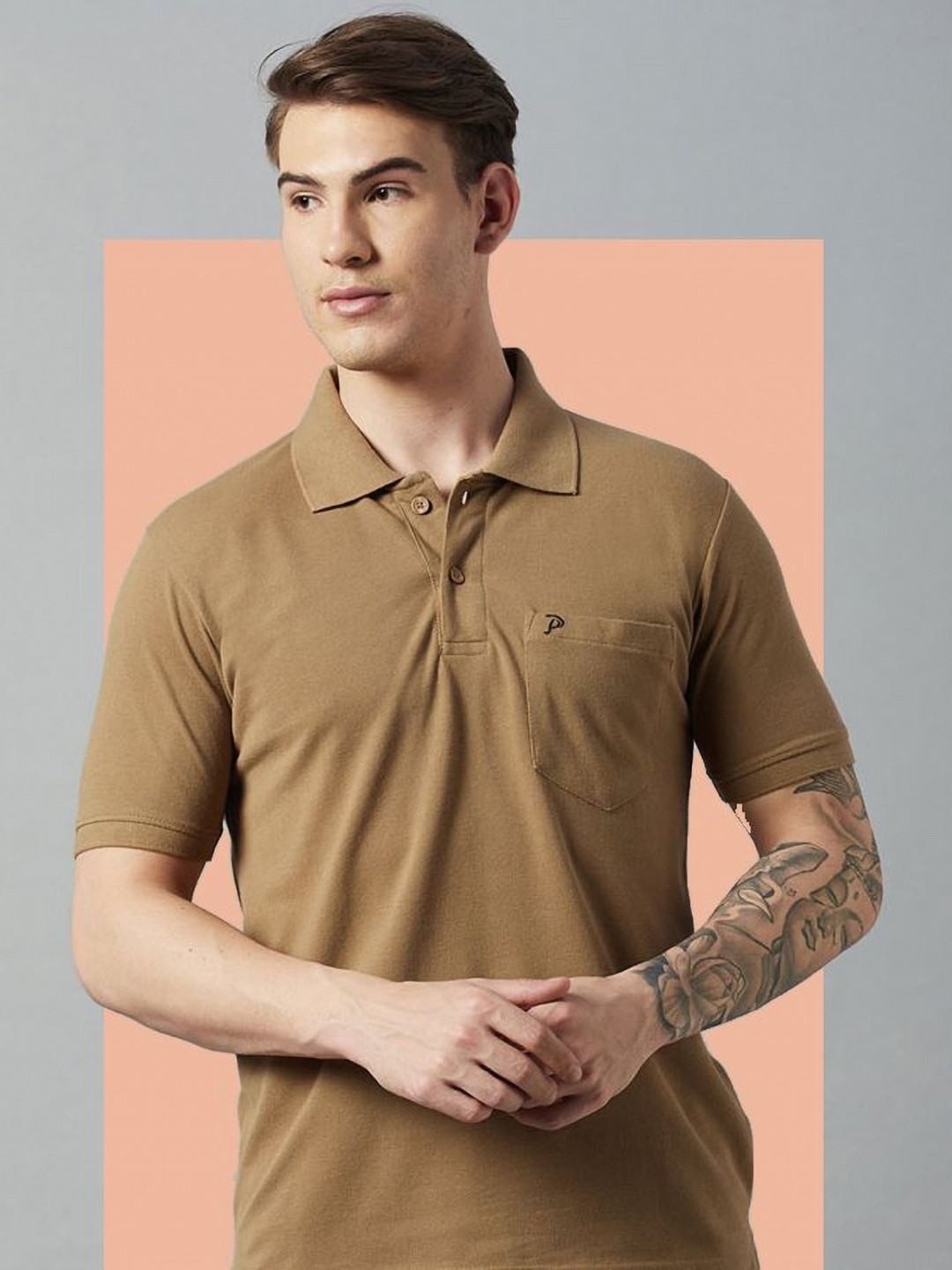 Promount Men Polo Collar Pockets T-shirt