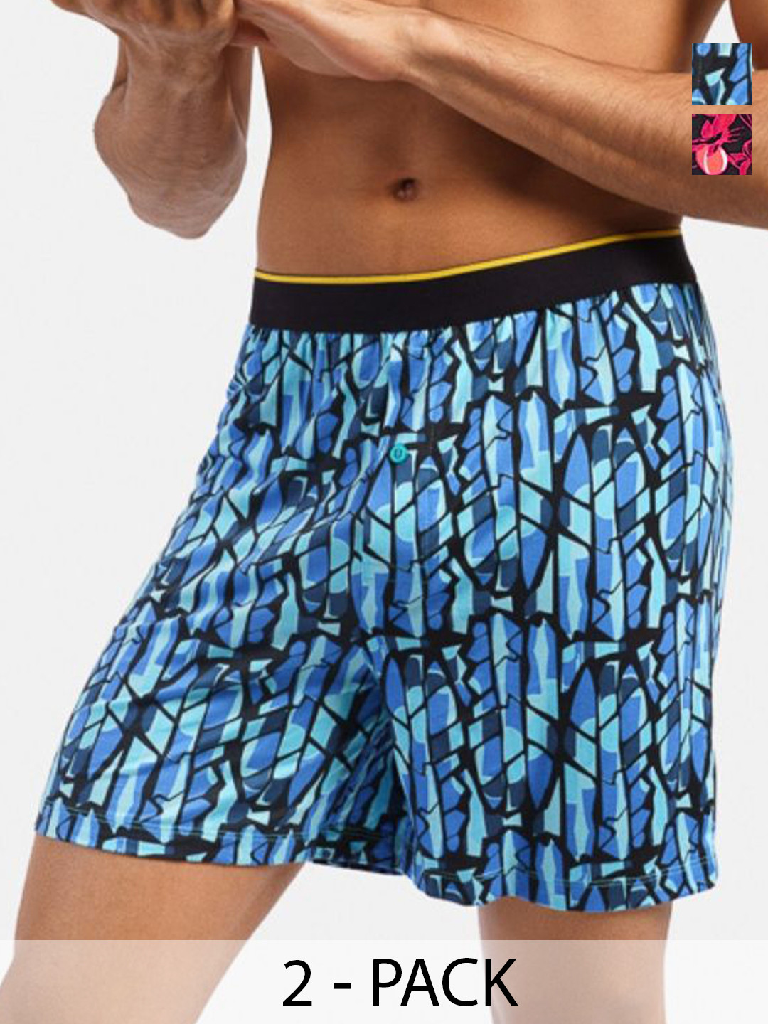 bummer Men's Pack Of 2 Underwear Mircomodal Printed Boxer BOGTICE02S