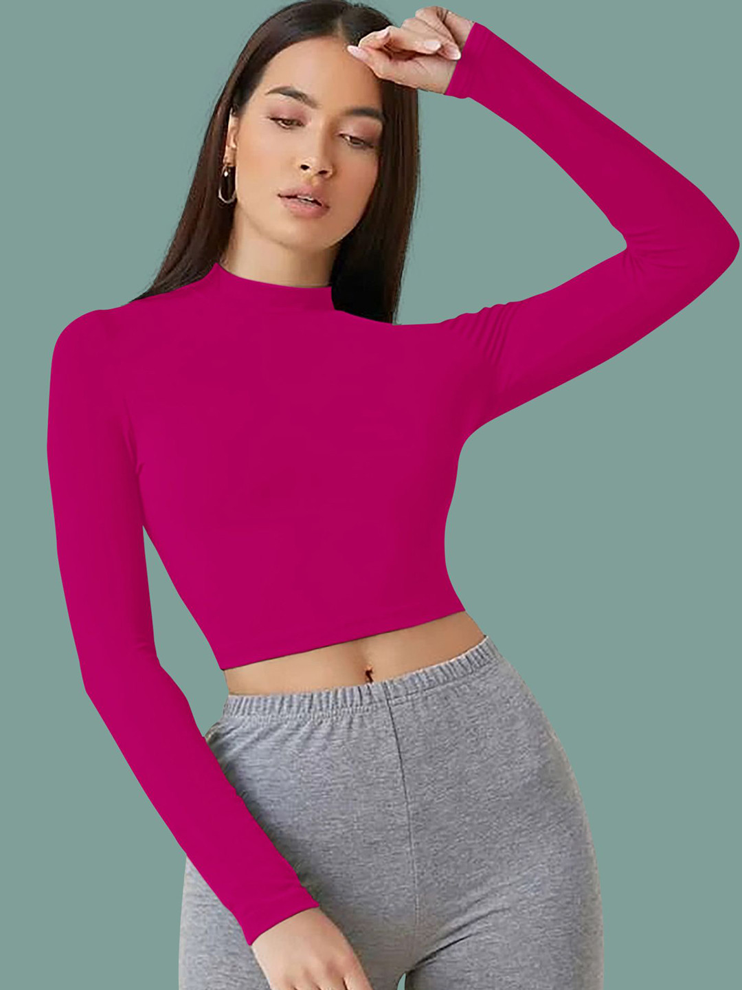 Dream Beauty Fashion Solid Round Neck Long Sleeves Top