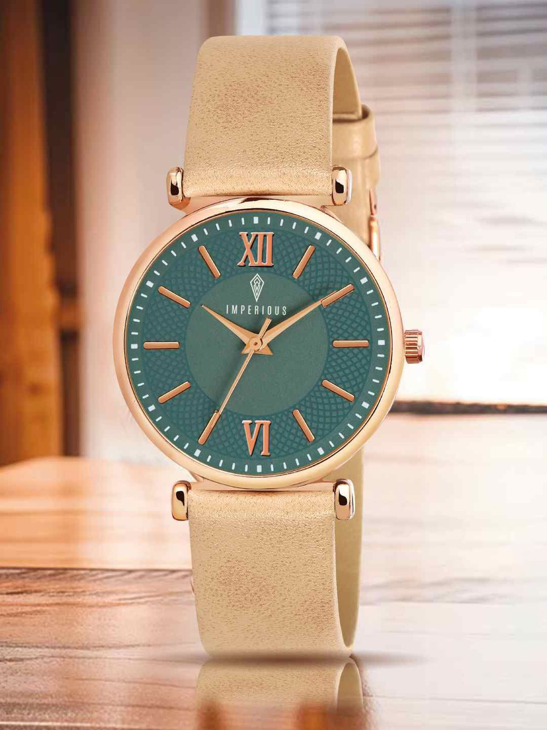 Imperious- The Royal Way Women Patterned Dial & Leather Straps Analogue Watch IMP-DGreen-1013