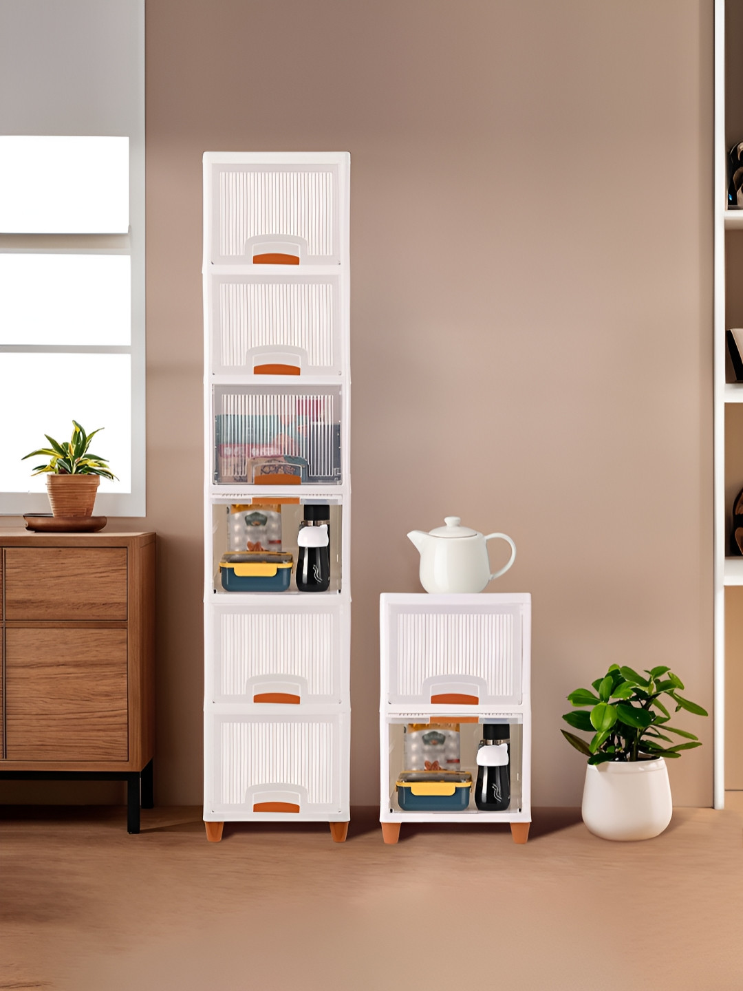 Aura Transparent Regular 8 Units Modular Cabinet Storage 6 + 2 Foldable Drawer Organiser