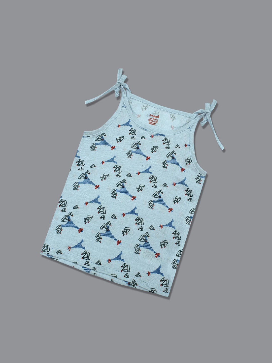 Born Babies Infants Printed Cotton Sleeveless Knotted Jhablas NJSB250648