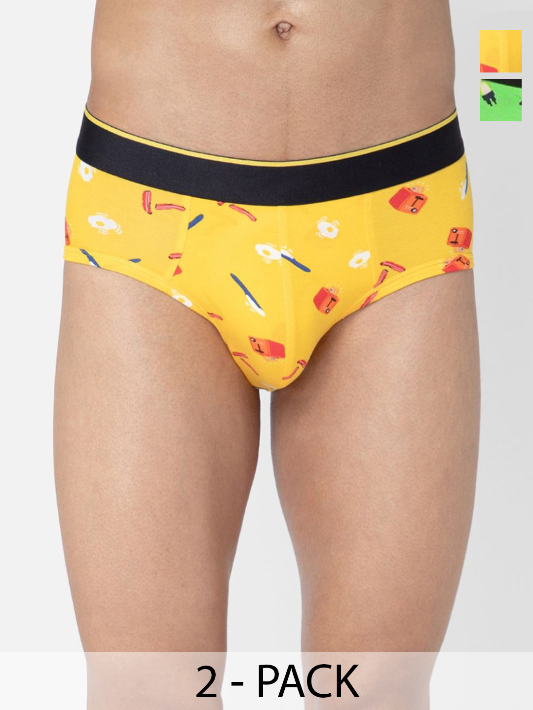 bummer Men's Pack Of 2 Underwear Mircomodal Printed Brief BRBRECA02S