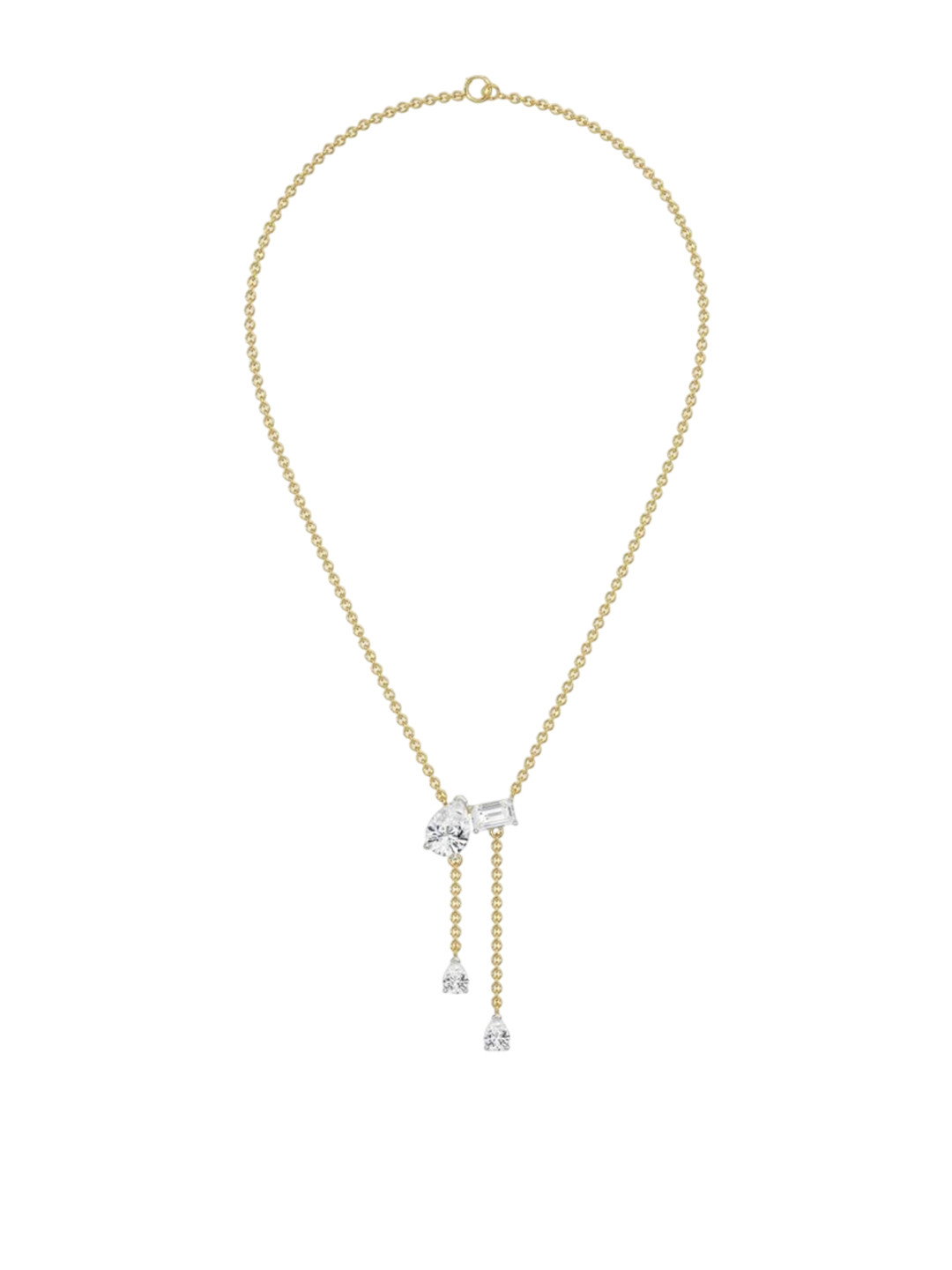 Emori Pear Emerald Drop Lab Diamond in 14KT Gold Necklace