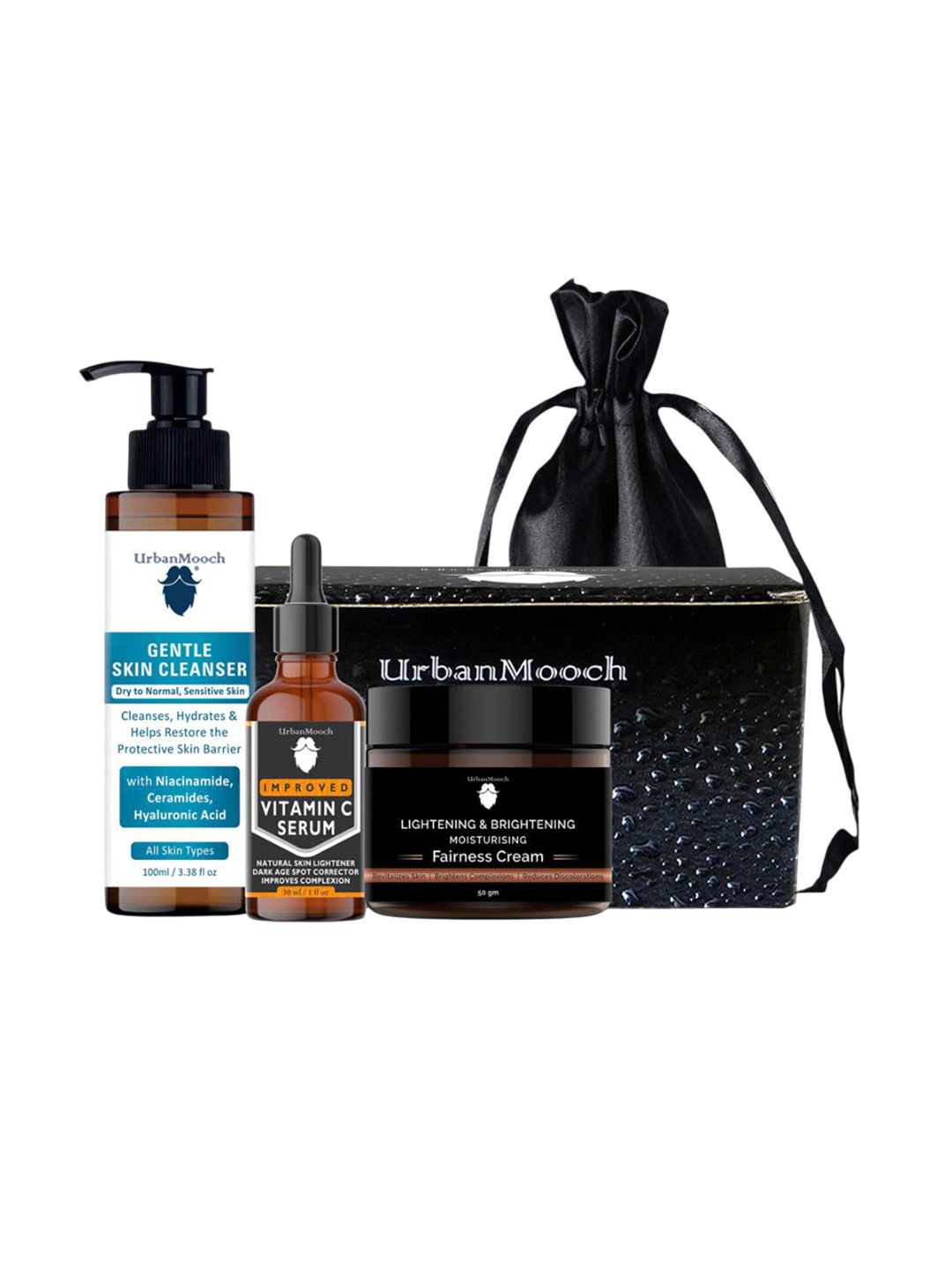 UrbanMooch Set Of 3 Men Gentle Skin Cleanser- 100 ml- Vitamin C Serum- 30 ml & Cream-50 g