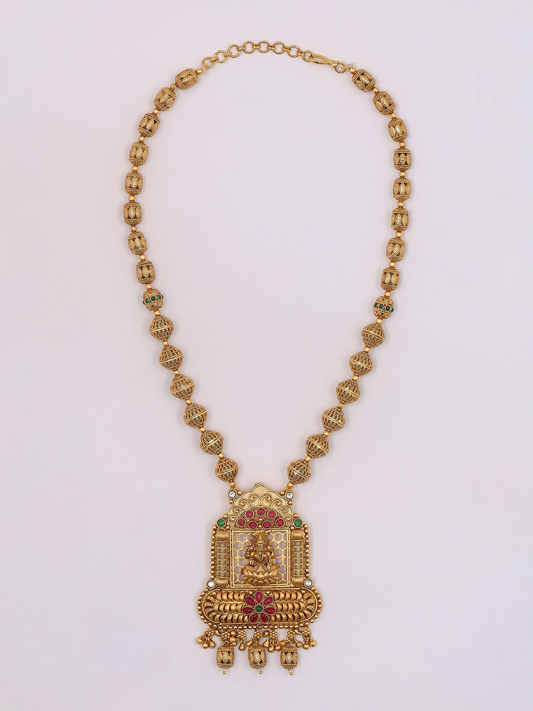 Exotic India Stone Studded Goddess Lakshmi Necklace & Earring Set