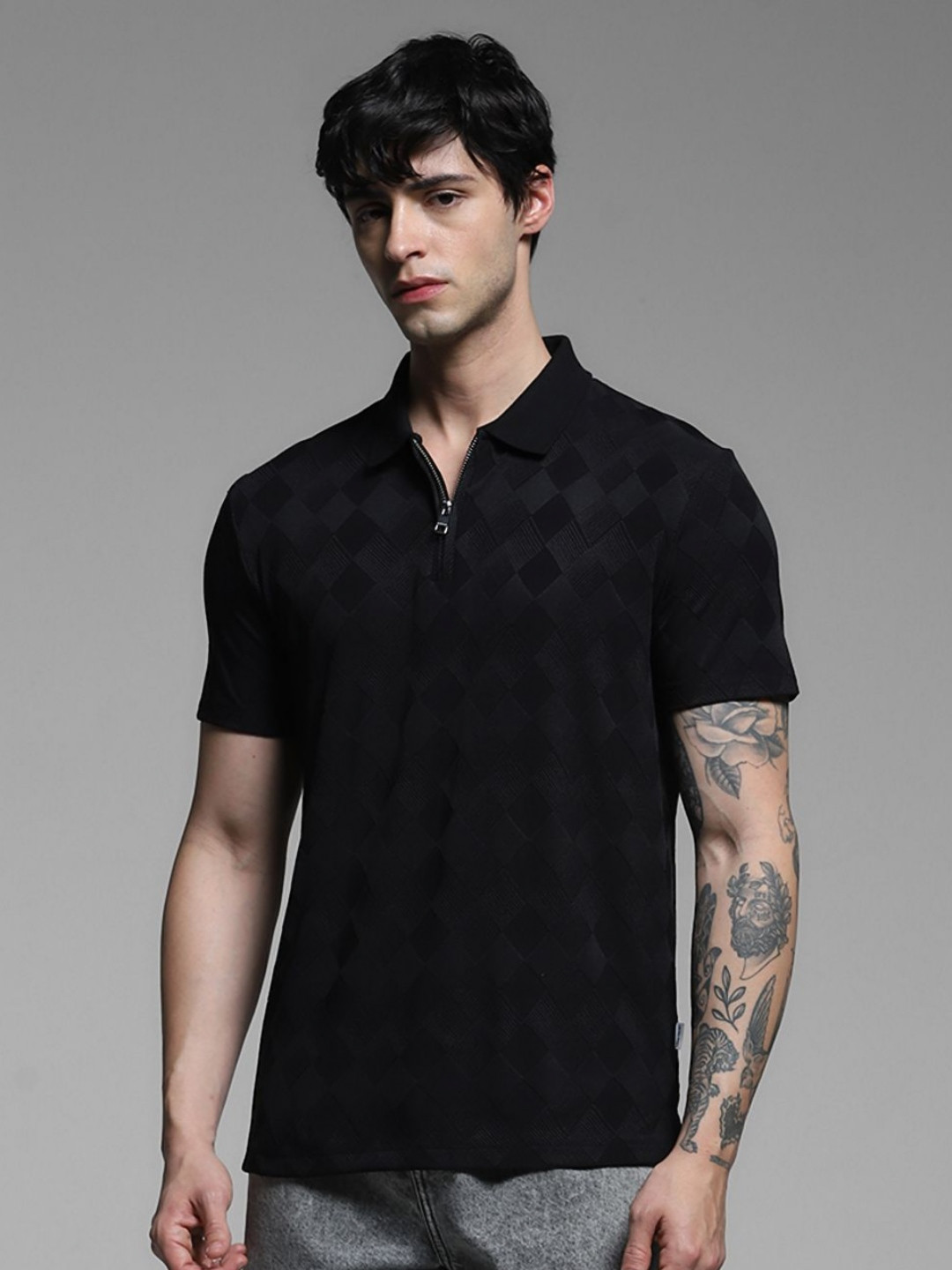 Jack & Jones Men Polo Collar Applique T-shirt