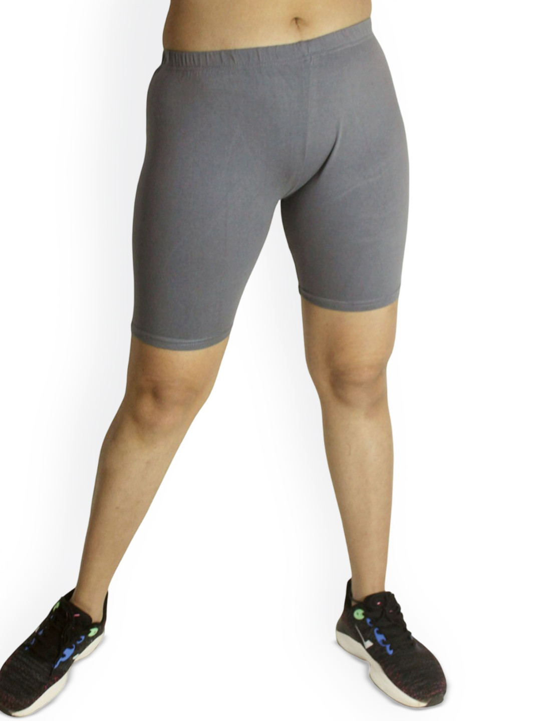 Grey Washed Solid Mid-Rise Running Sports Shorts