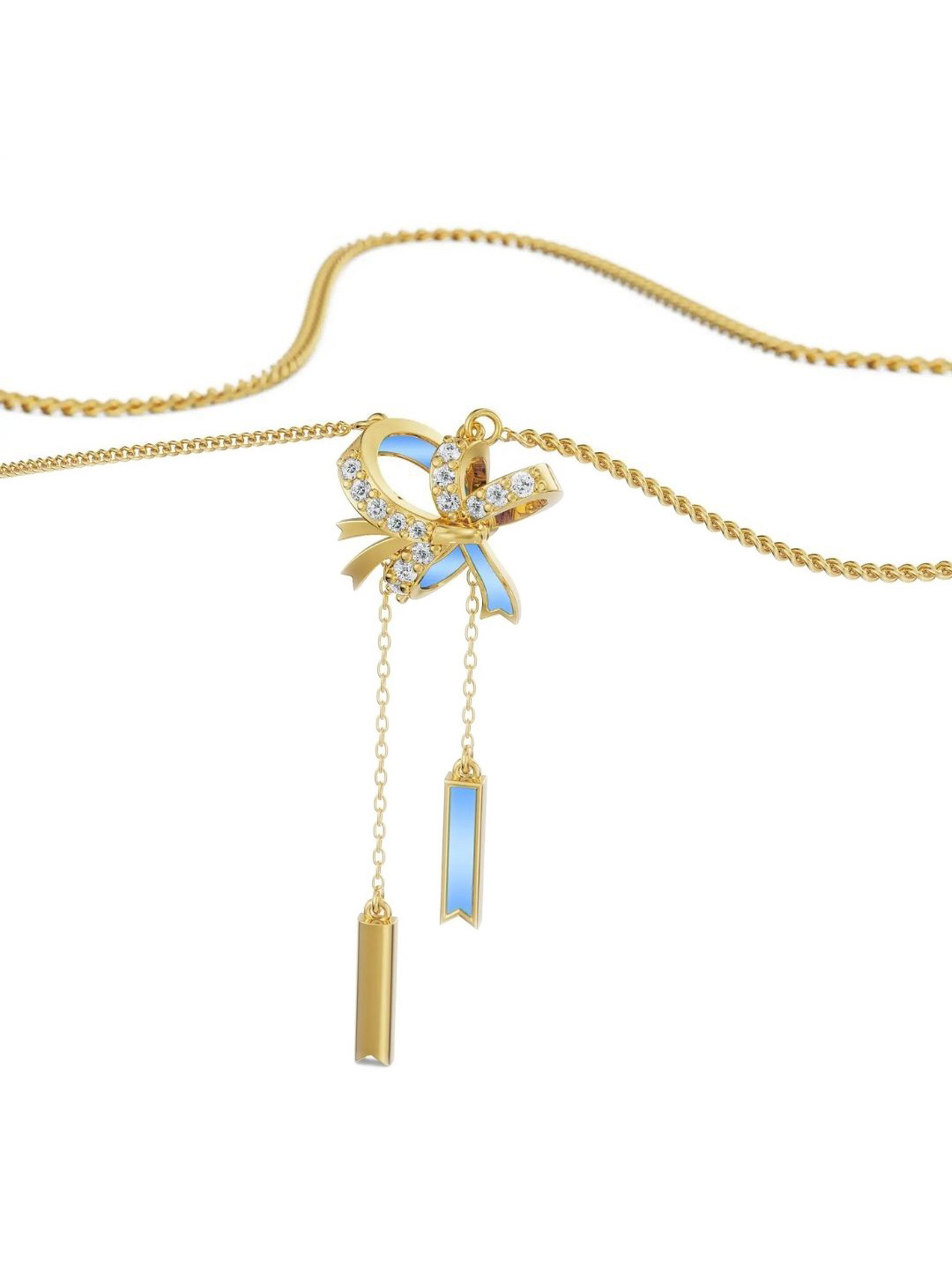 Emori Twisted Bow Lab Diamond in 14KT Gold Necklace