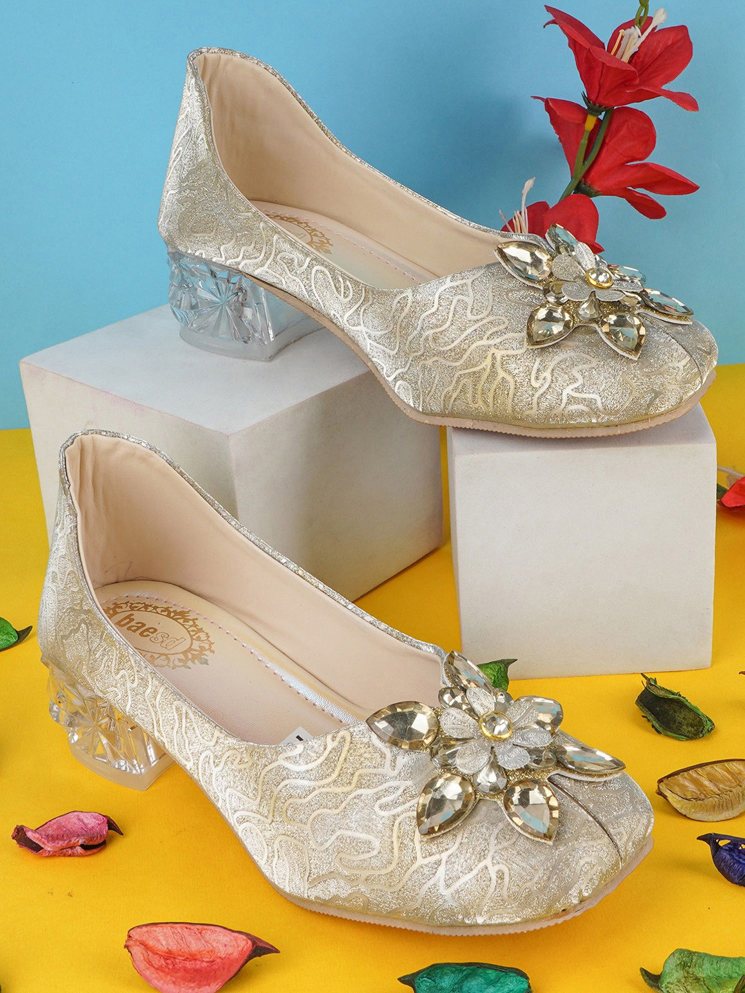 BAESD Girls Textured Party Block Heels