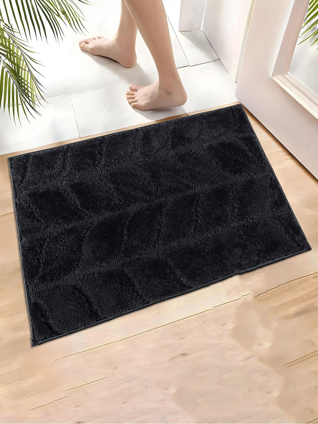 Aura Grey Patterned Rectangular Anti Slip Durable Doormats