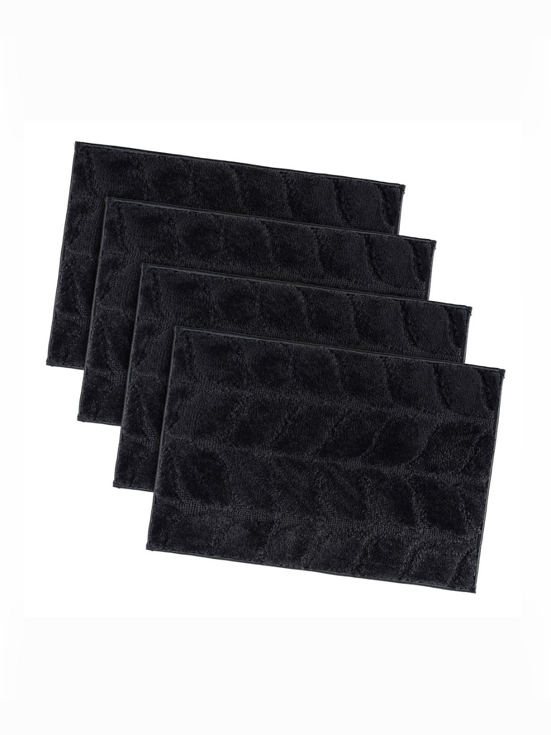 Aura 4-Pcs Grey Patterned Rectangular Anti Slip Durable Doormats