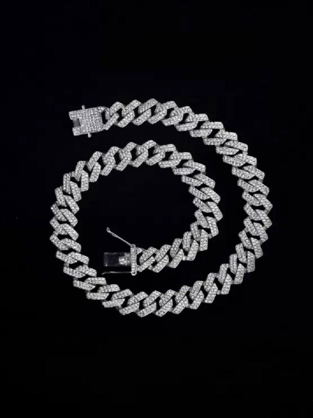 The Roadster Lifestyle Co Men MC Stan Silver-Plated Cubic Zirconia Studded Chain