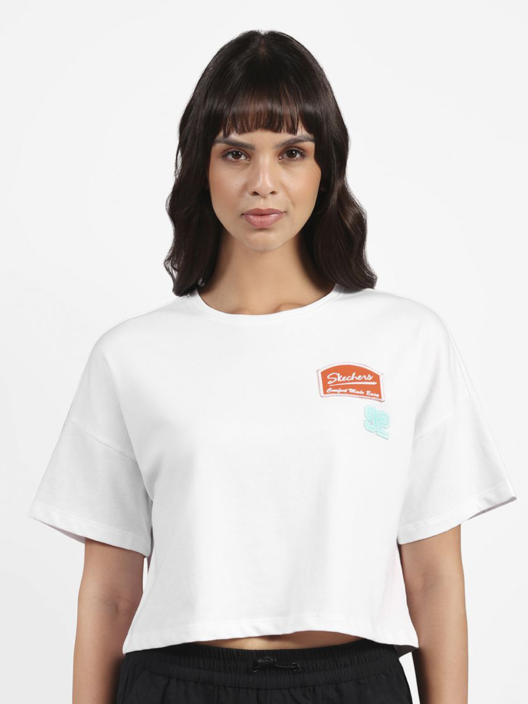 Skechers Women Drop Shoulder Badge T-Shirt