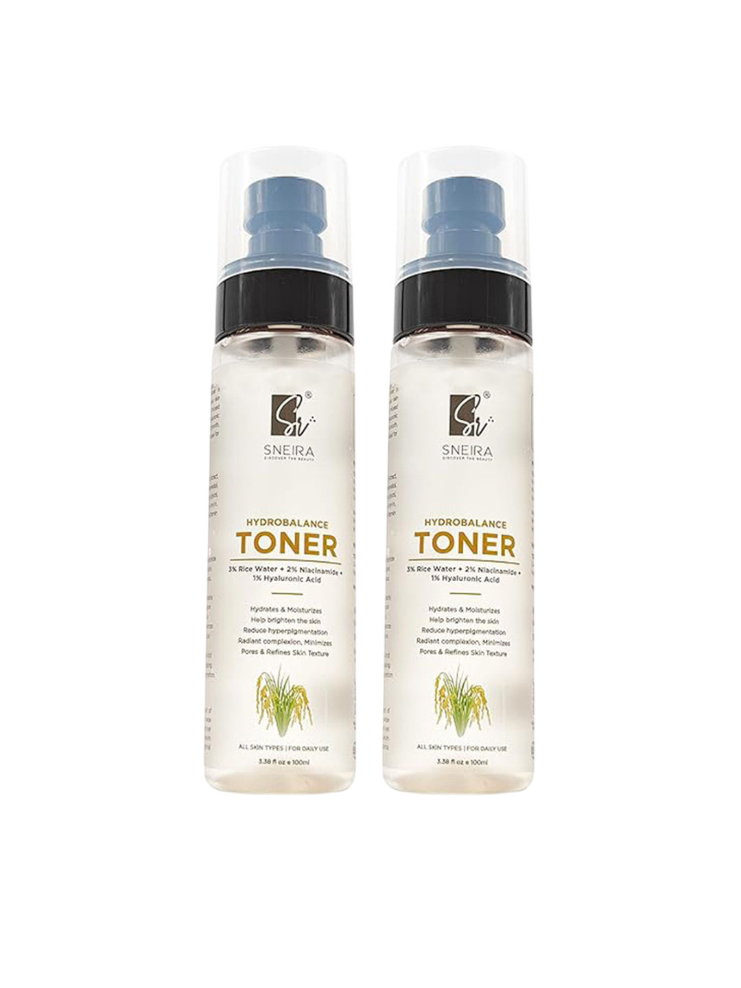 SNEIRA Set Of 2 Hydrobalance Toner For Glowing Skin With 3% Rice Water - 100 ml Each