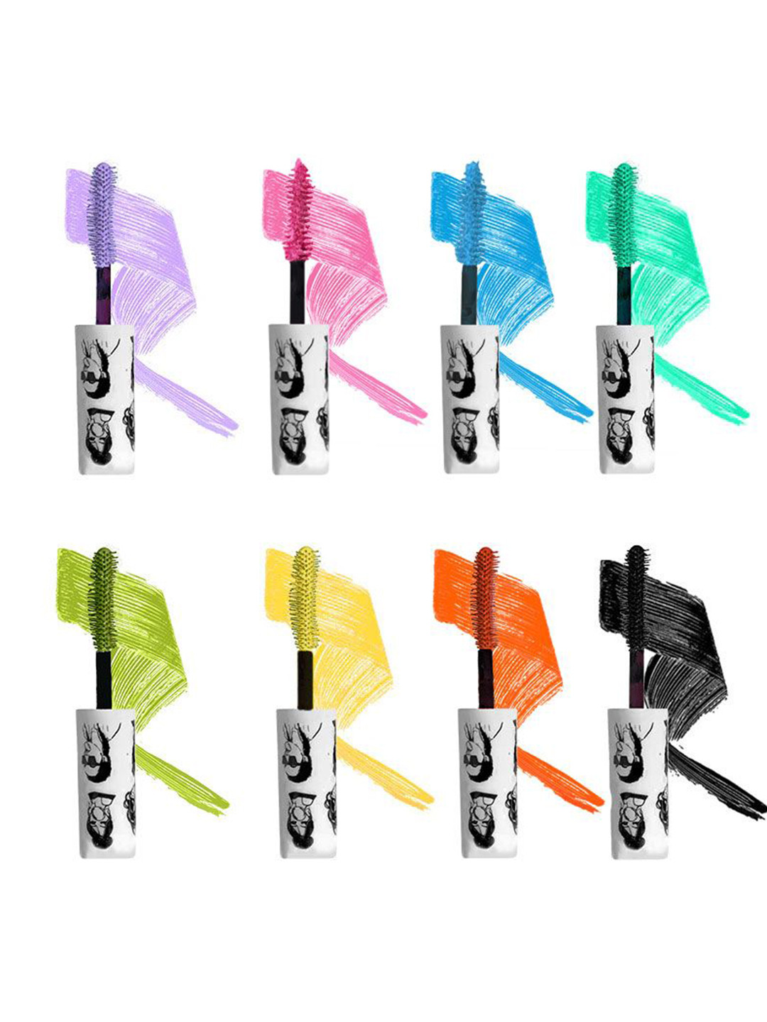 Elitty Set Of 8 Instant Volume Mascara- 5 ml Each- Lilac Purple- Pink- Blue- Sea Green