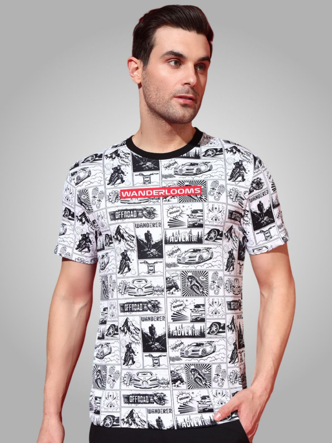 WANDERLOOMS Adventure Comic Graphic Printed Cotton T-shirt