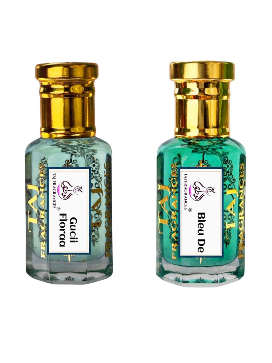 Taj Fragrances Set Of 2 Gucii Flora & Bleu De Long Stay Alcohol Free Attar - 12 ml Each