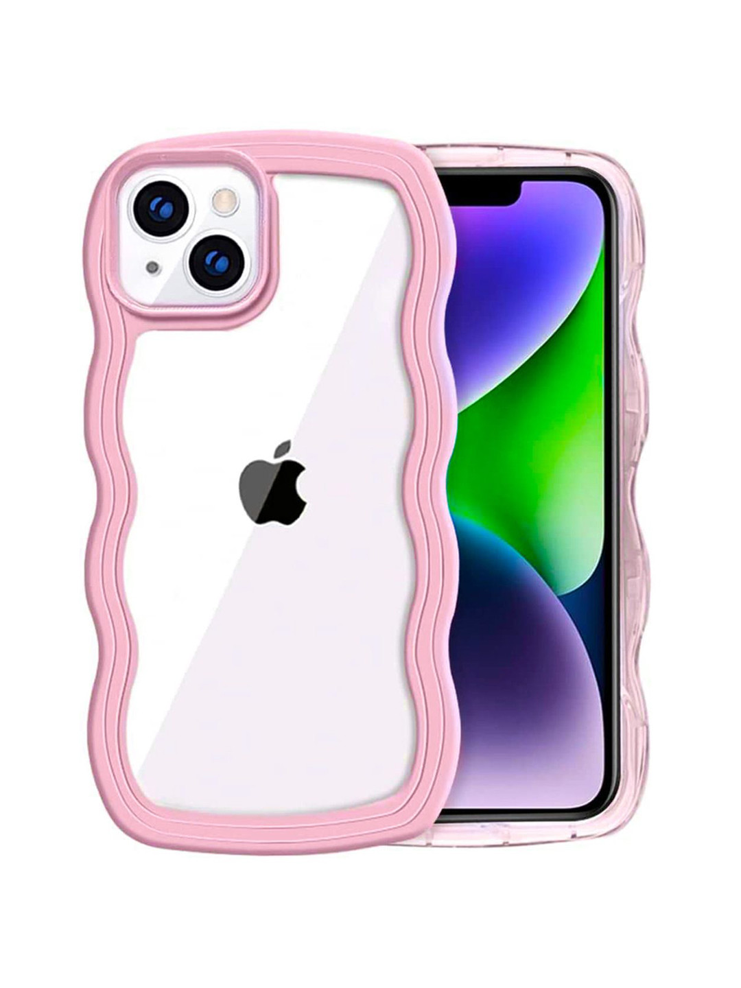 QRIOH iPhone 13 Pink Wavy Silicon Case