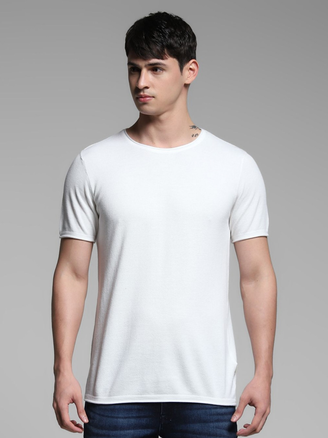 Jack & Jones Men Raw Edge Slim Fit T-shirt