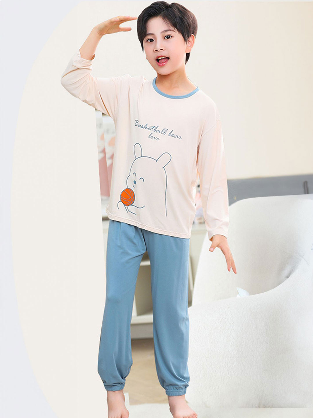 LULU & SKY Kids Printed Crew Neck Night Suit