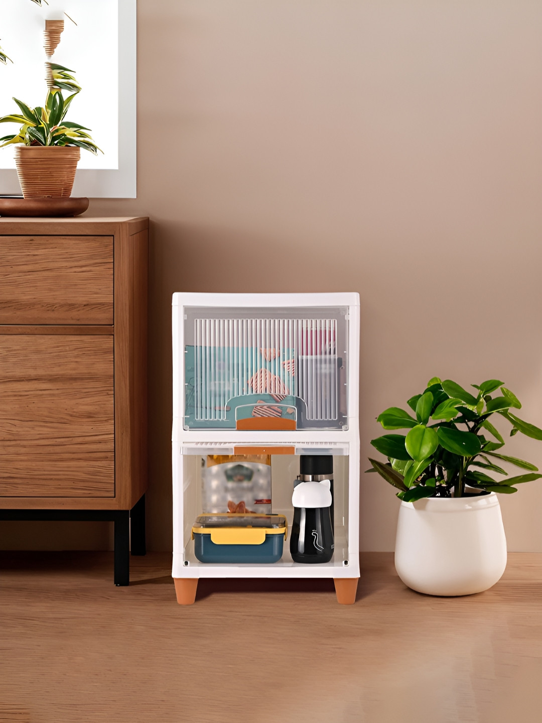 Aura 2 Unit Transparent Regular Modular Cabinet Storage Foldable Cloth Drawer Organiser