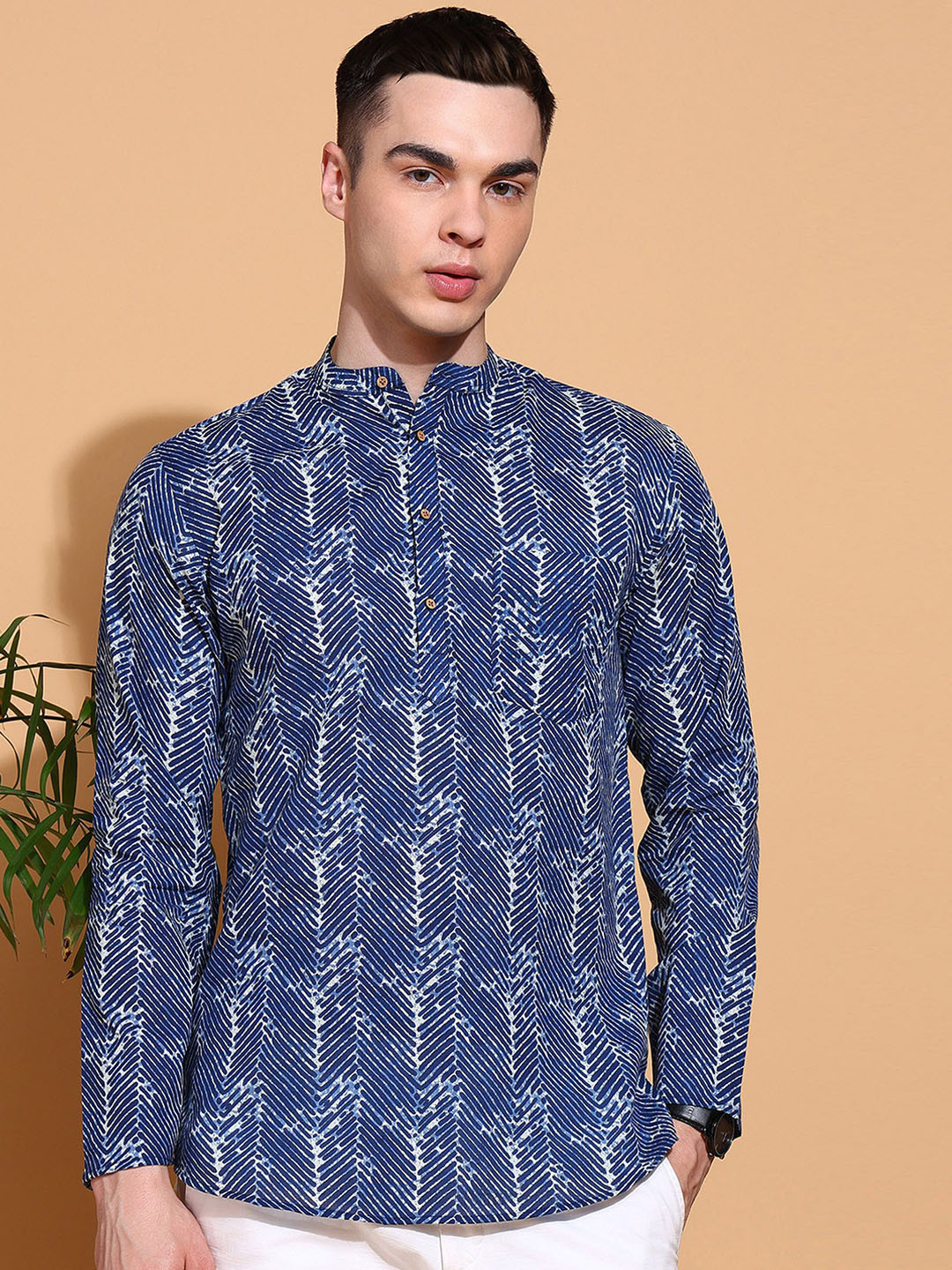 Anouk Men Geometric Printed Thread Work Kurta