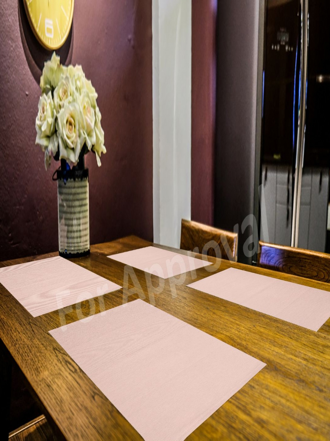 CASA-NEST 4-Pcs Pink Ribbed Table Placemats