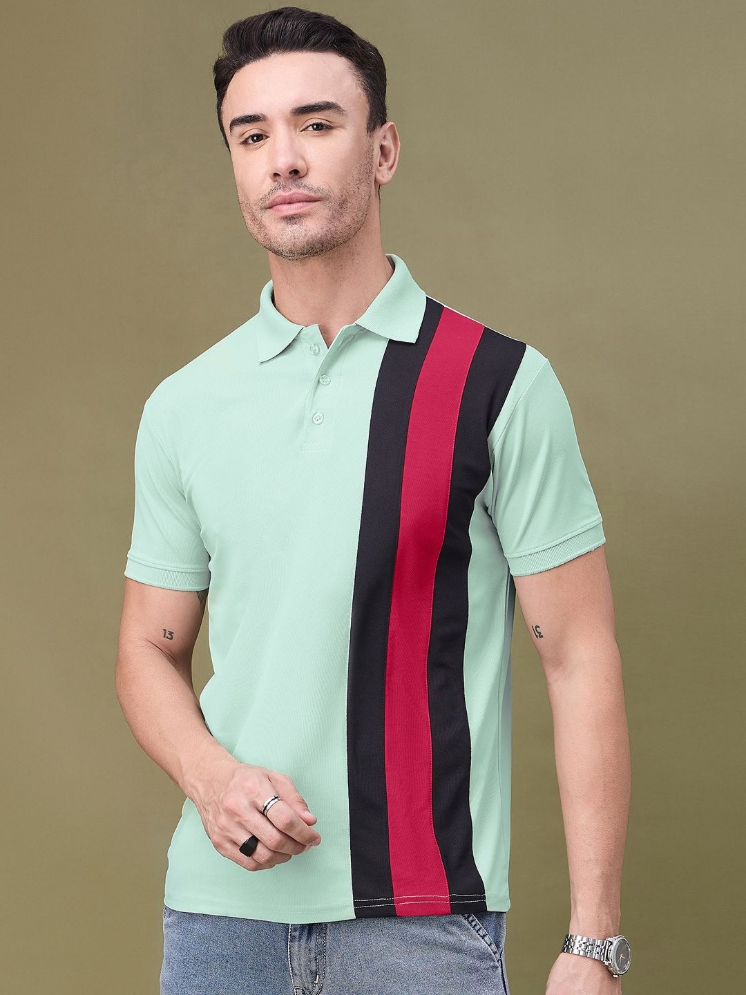 f Gallery Men Polo Collar T-shirt