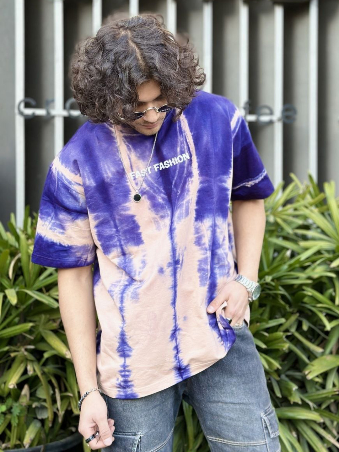 Fast Fashion Men Round Neck Tie-Dye T-shirt