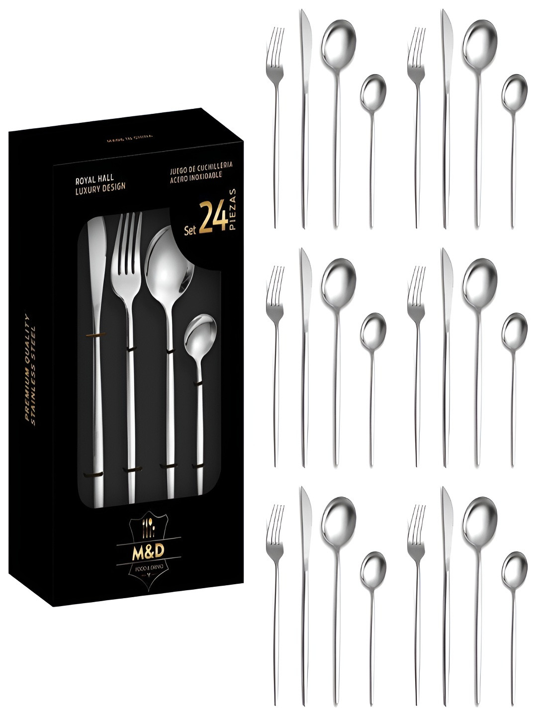 YELONA Unisex Silver Cutlery Set
