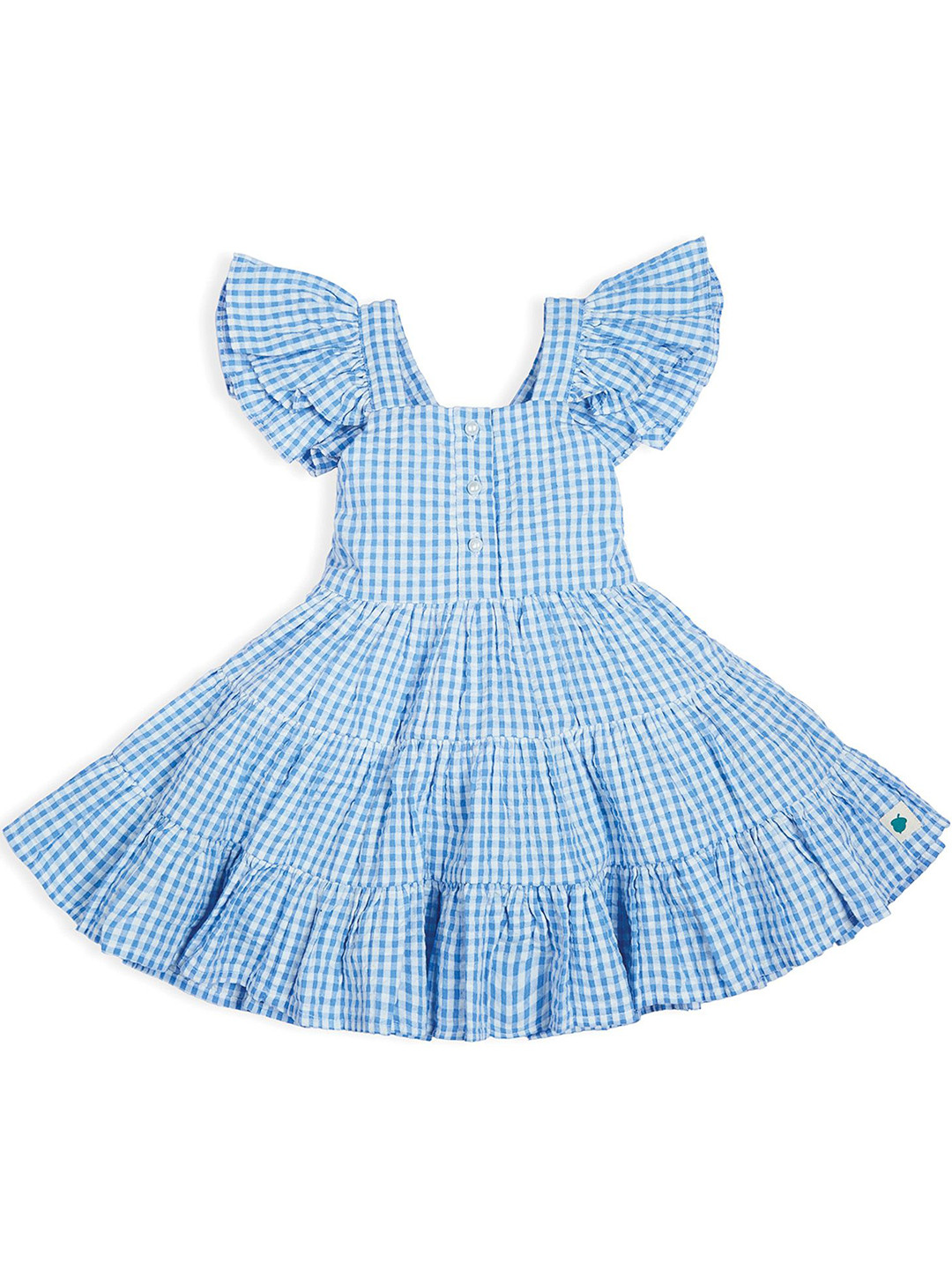 My Milestones Checked Flutter Sleeve Ruffled Fit & Flare Dress