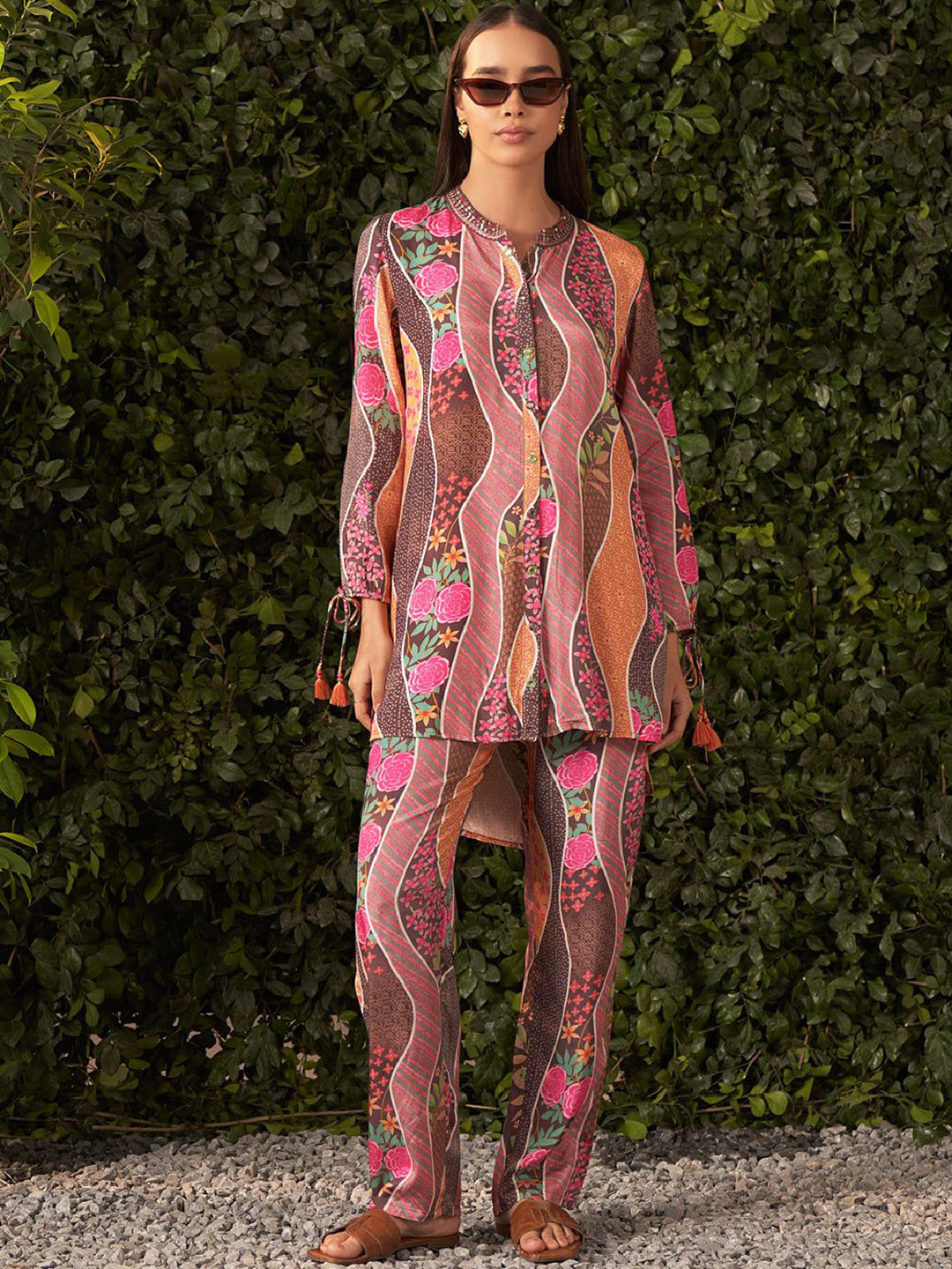 Lakshita Women Brown Printed Shantoon Co-Ords