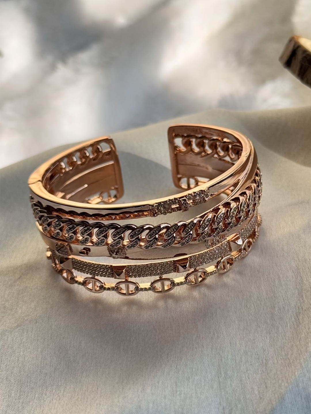 The Jewellery Tale Women Brass Rose Gold-Plated Cuff Bracelet