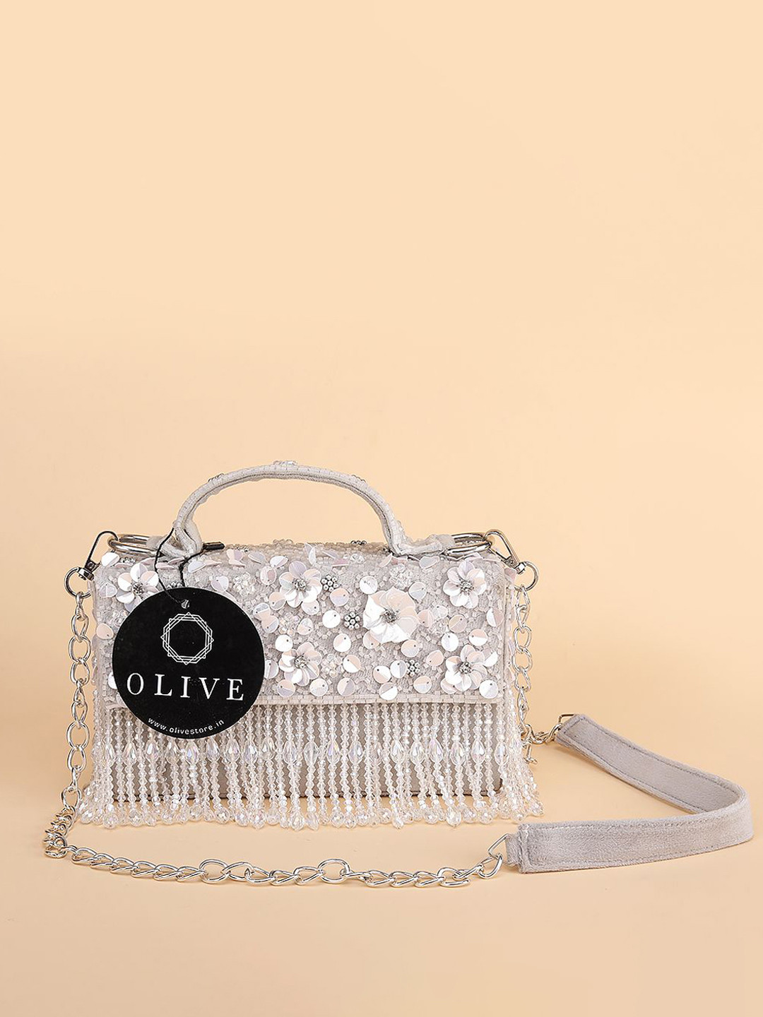 Olive Suede Shopper Satchel with Fringed