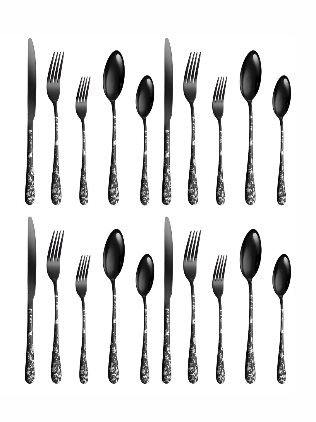YELO20-Piece Matte Black Silverware Flatware Cutlery Set