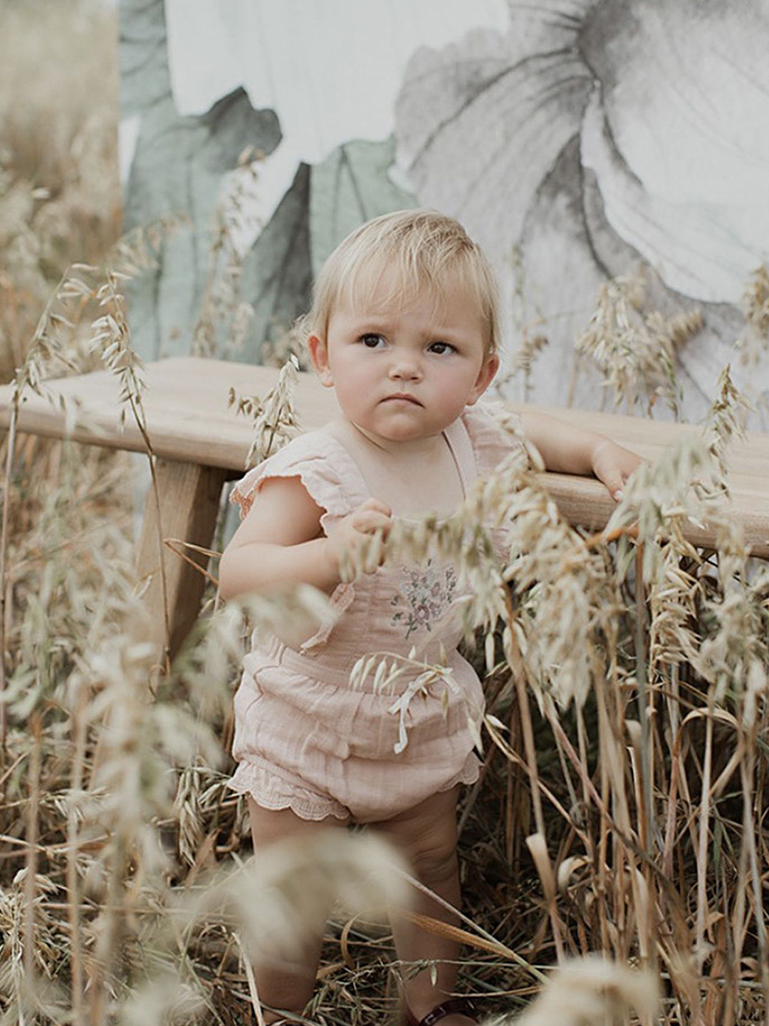 LULU & SKY Infant Girls Embroidered Pure Cotton Scallop Edge Bodysuit