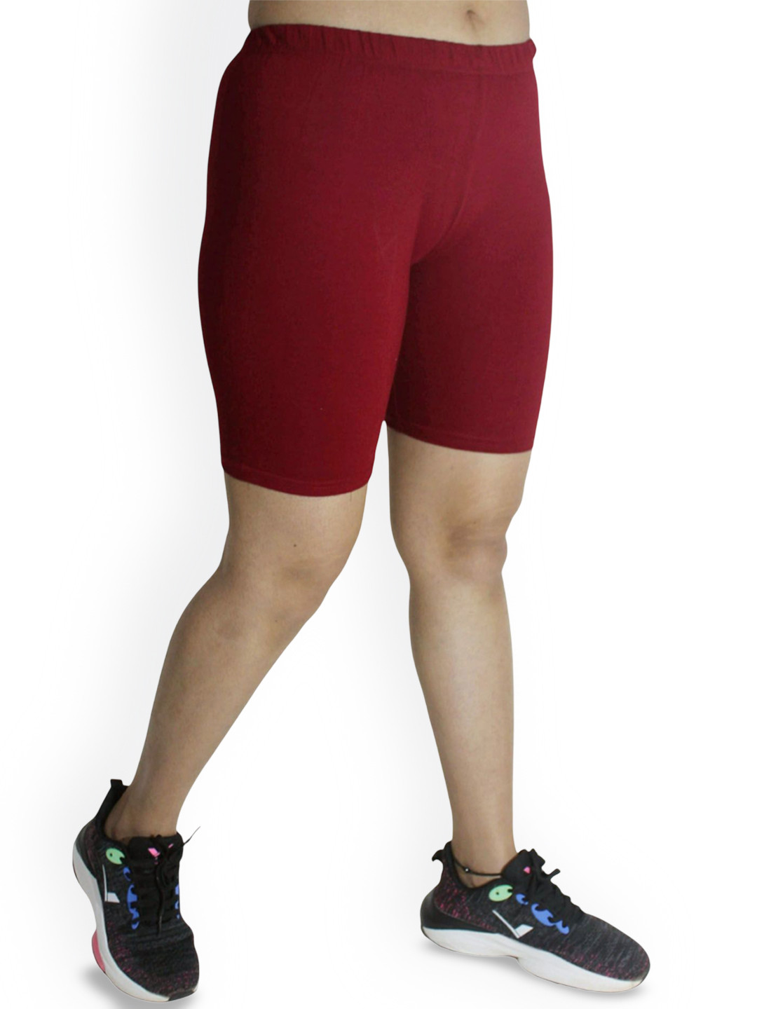 Maroon Washed Solid Mid-Rise Running Sports Shorts