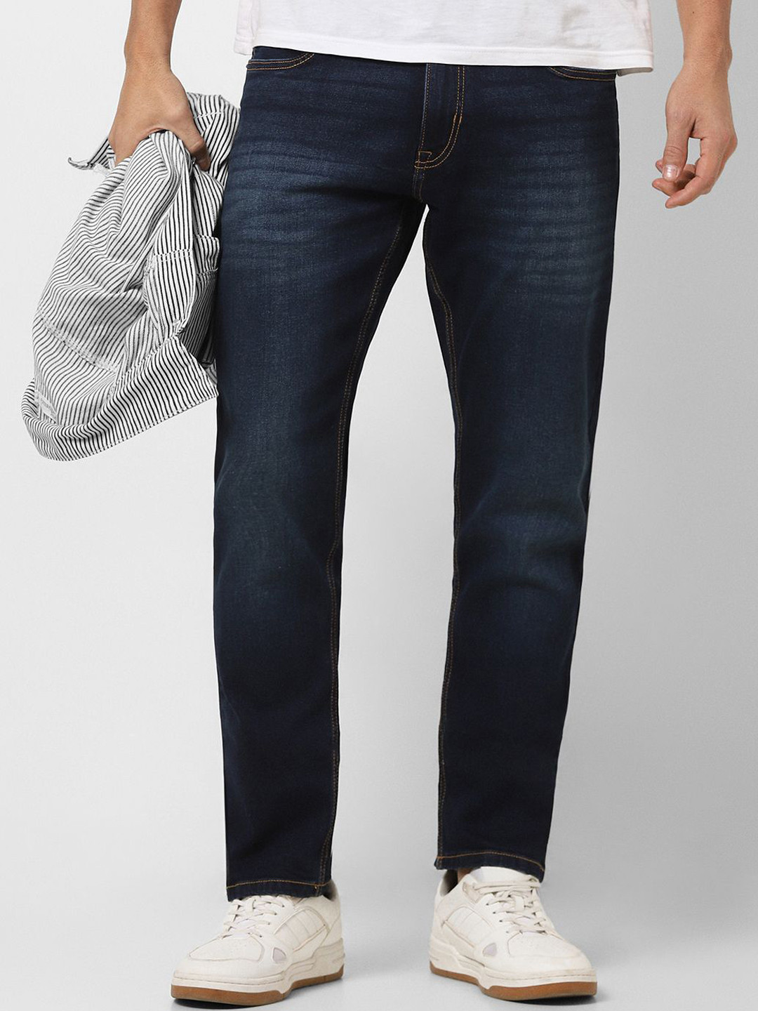 Peter England Casuals Men Low Distress Light Fade Jeans