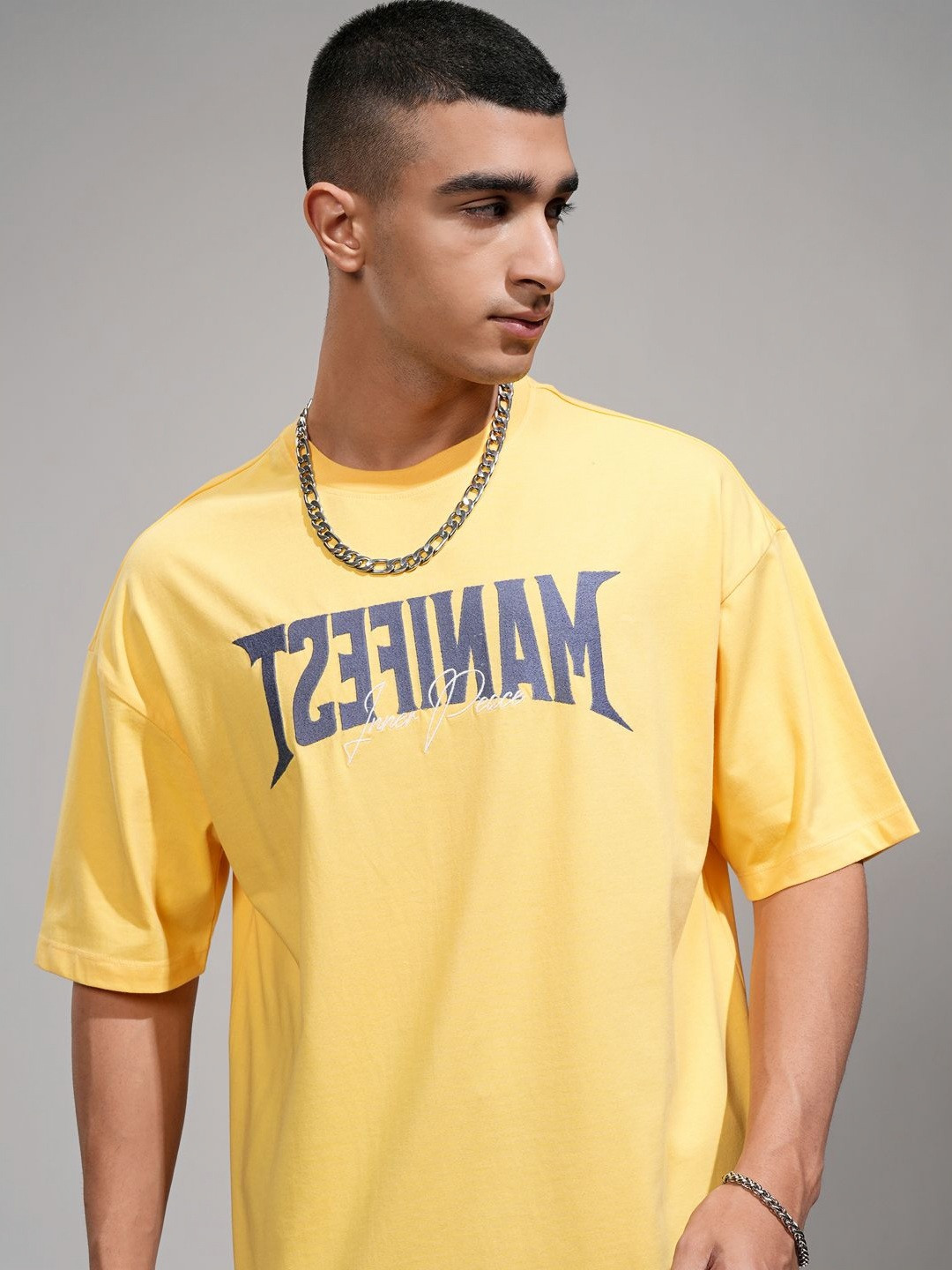 HIGHLANDER Men Drop-Shoulder Sleeves Oversized T-shirt