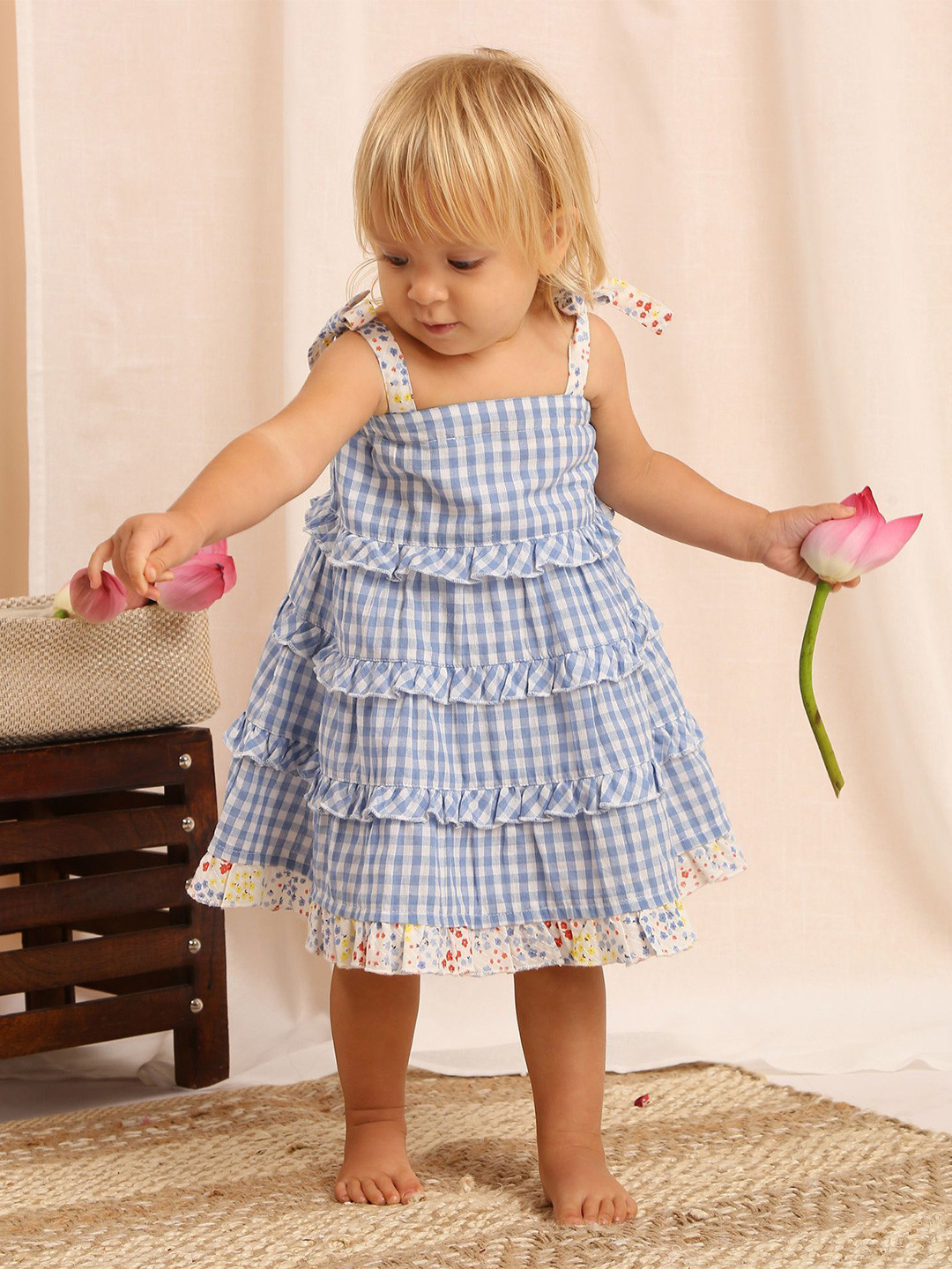 My Milestones Checked Fit & Flare Dress