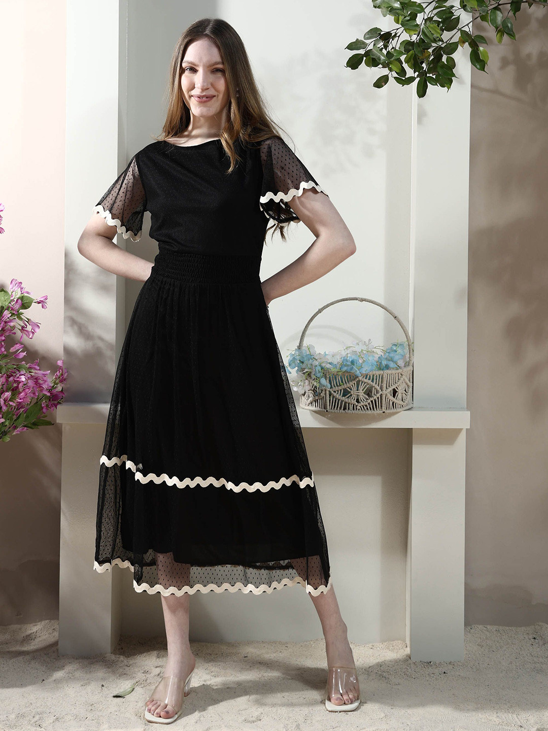 Boho By Athena Bell Sleeve Fit & Flare Midi Dress