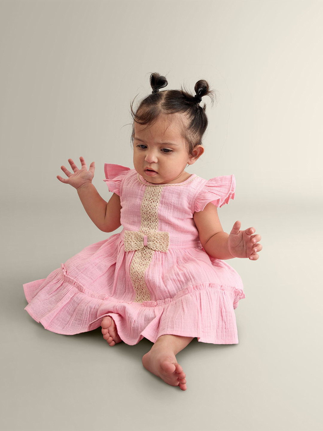 My Milestones Flutter Sleeve Ruffled Fit & Flare Dress