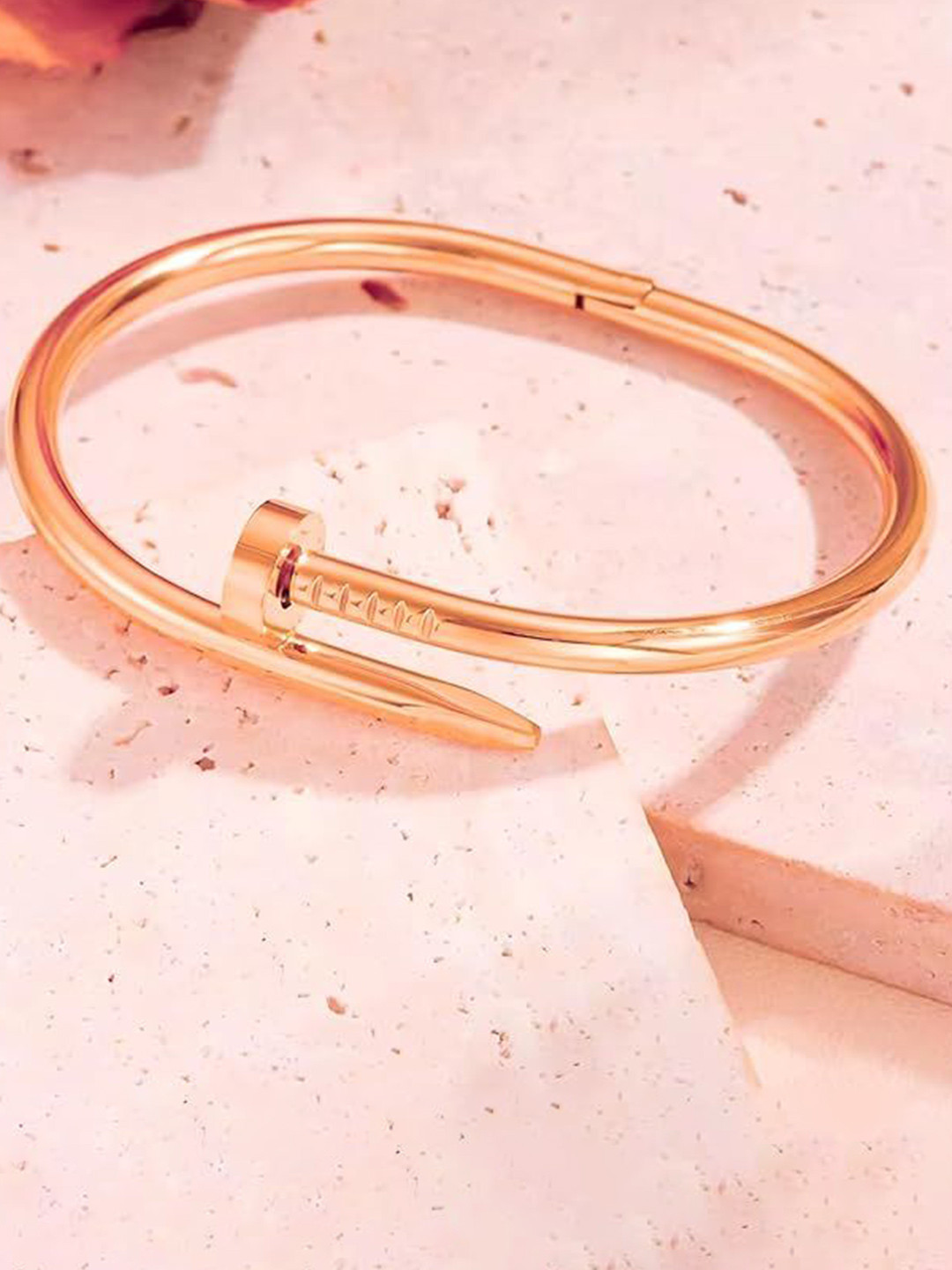 DressBerry Women American Diamond Antique Rose Gold-Plated Kada Bracelet