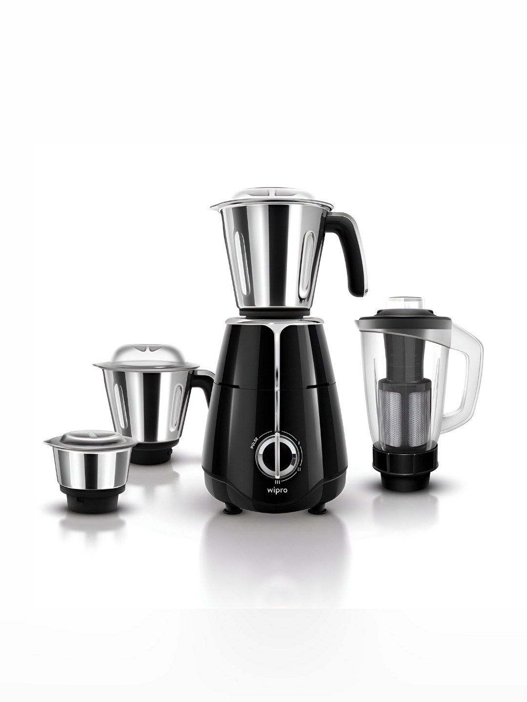 Wipro Elato FMG206 Black Stainless Steel Avoid Overload 4 Jars Wet and Dry Grinder-1000W