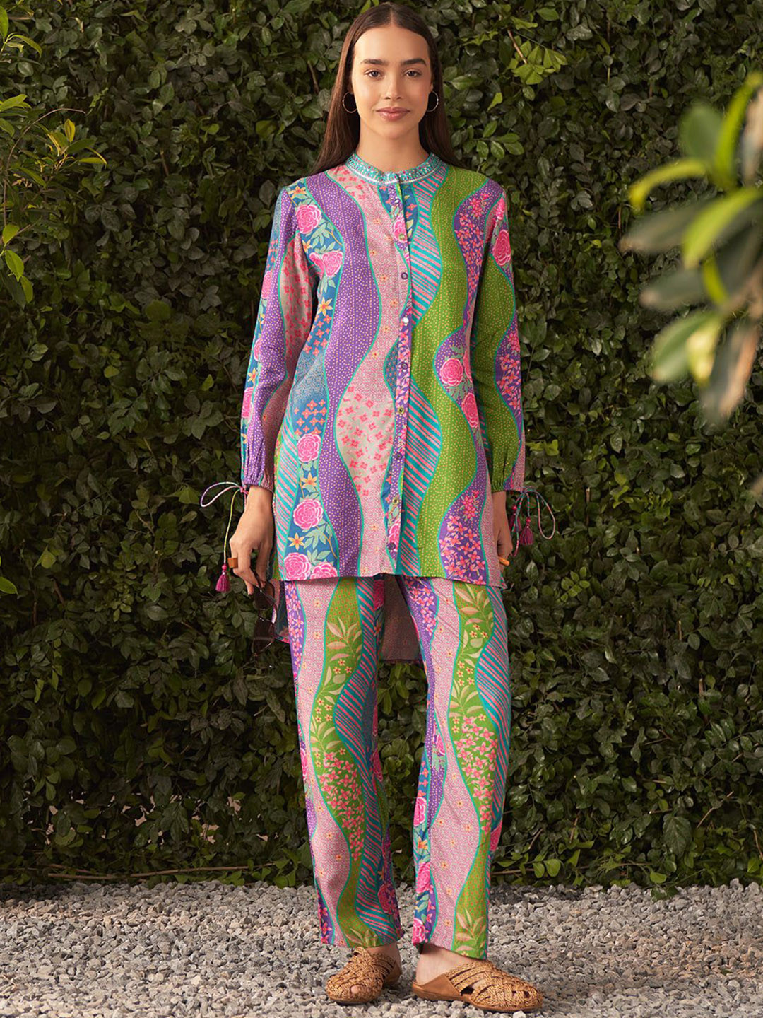 Lakshita Women Royal Blue Printed Shantoon Co-Ords