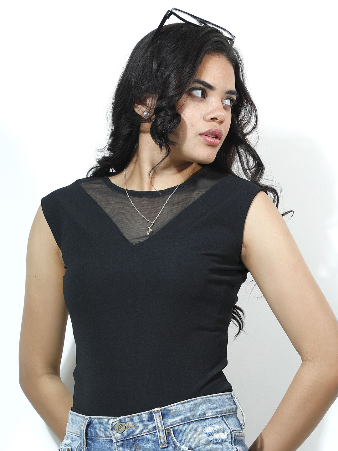 Athena Unapologetic Sheen Sheer Scuba Top