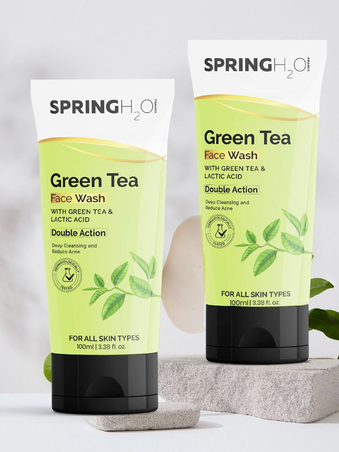 Spring H2O Set Of 2 Green Tea With Lactic Acid Face Wash - 100 ml Each