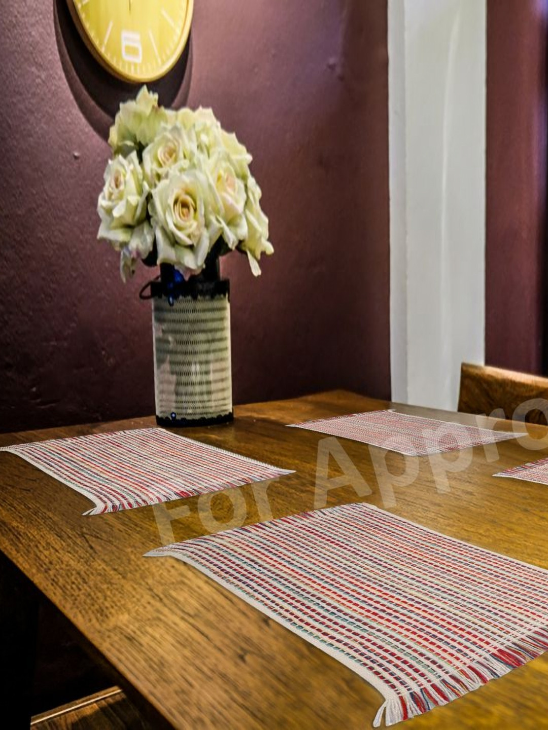 CASA-NEST 4-Pcs Purple Fringes Table Placemats